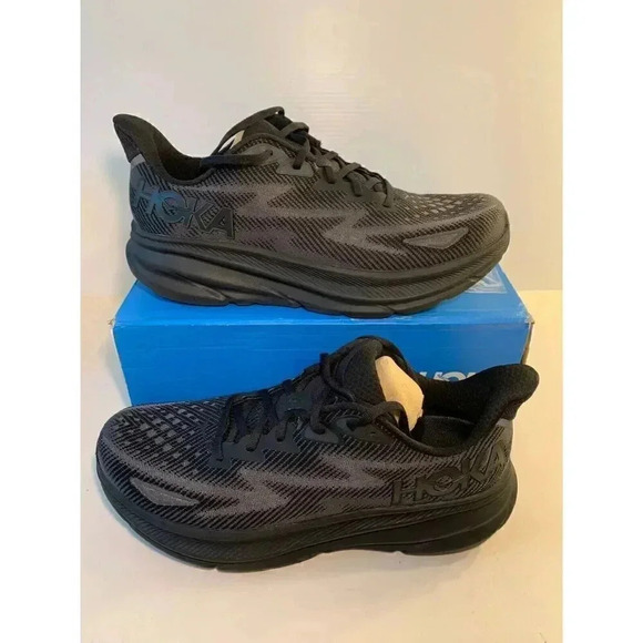 .892 Hoka M Clifton 9, Black/Black, Mens Running Shoes-US 11 Mens main image 4